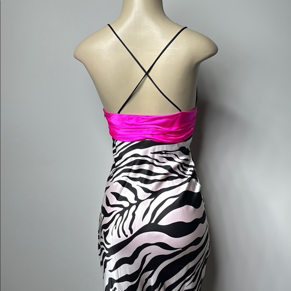Cache Black and Pink satin Zebra Print Maxi Dress - Picture 9 of 11